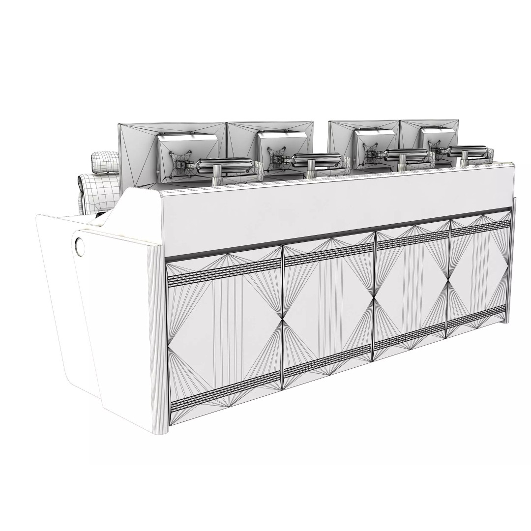 Control Room Desk 3D Model – Low Poly Game Asset, FBX & OBJ - View 10