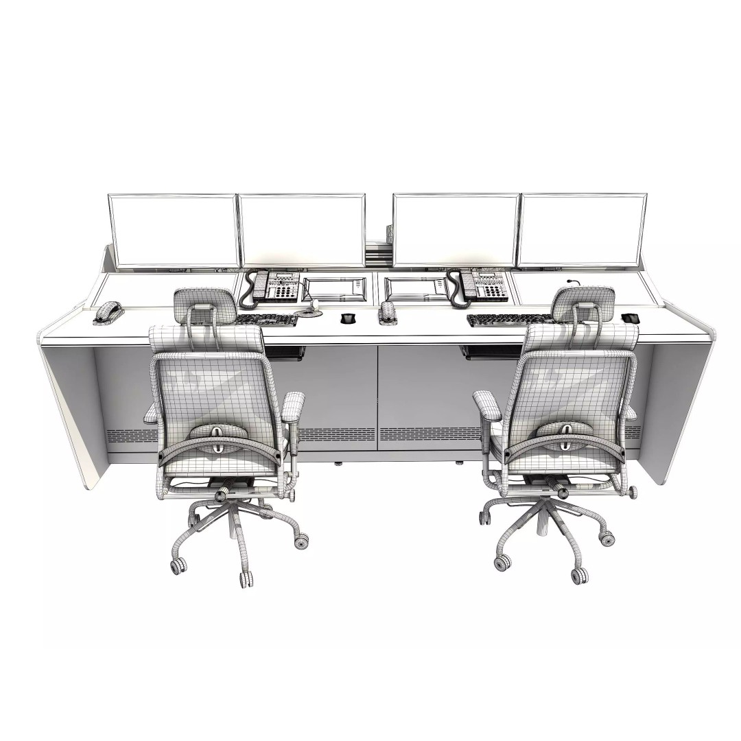 Control Room Desk 3D Model – Low Poly Game Asset, FBX & OBJ - View 9