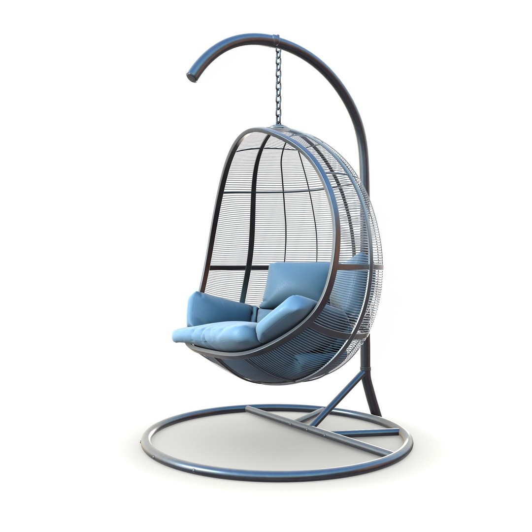 Swing Chair 3D Model – Low Poly Outdoor Furniture, FBX, Blender - View 10