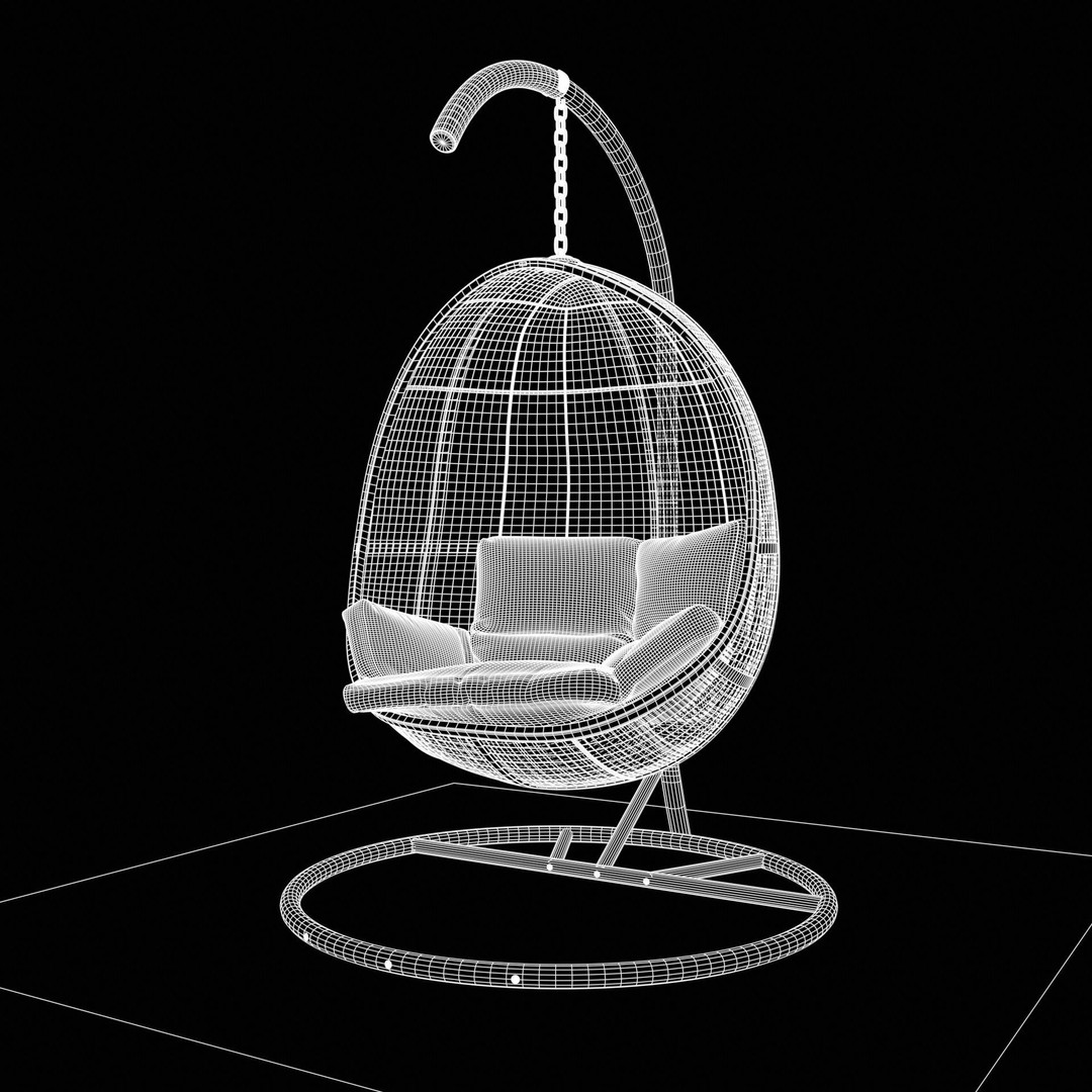 Swing Chair 3D Model – Low Poly Outdoor Furniture, FBX, Blender - View 12