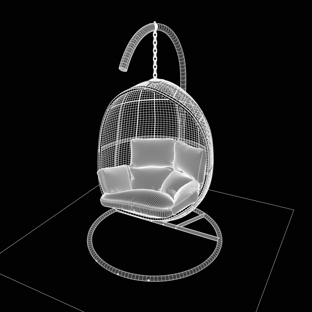 Swing Chair 3D Model – Low Poly Outdoor Furniture, FBX, Blender - View 17