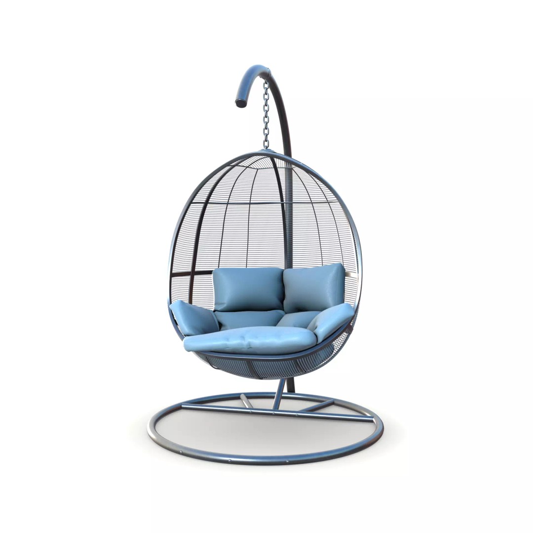 Swing Chair 3D Model – Low Poly Outdoor Furniture, FBX, Blender - View 2