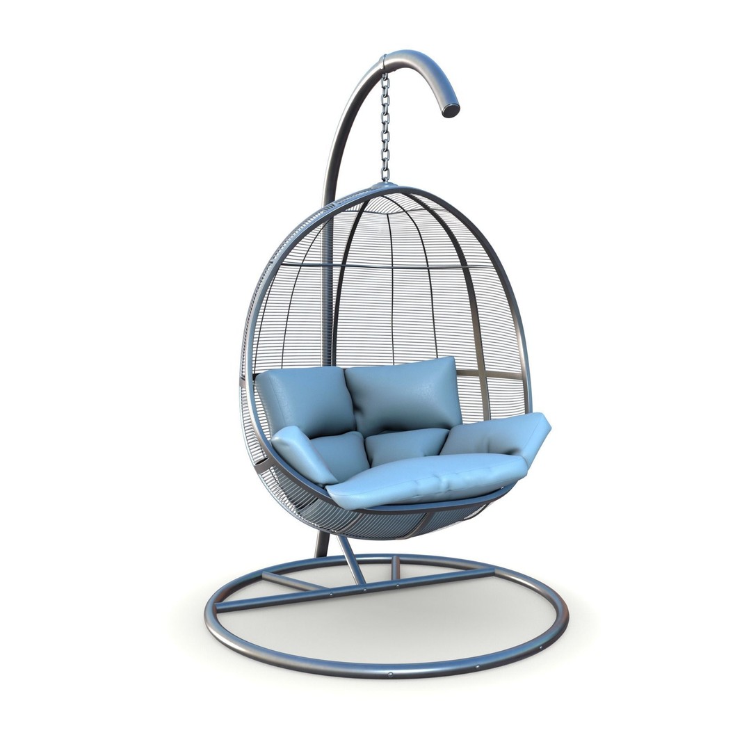 Swing Chair 3D Model – Low Poly Outdoor Furniture, FBX, Blender - View 3