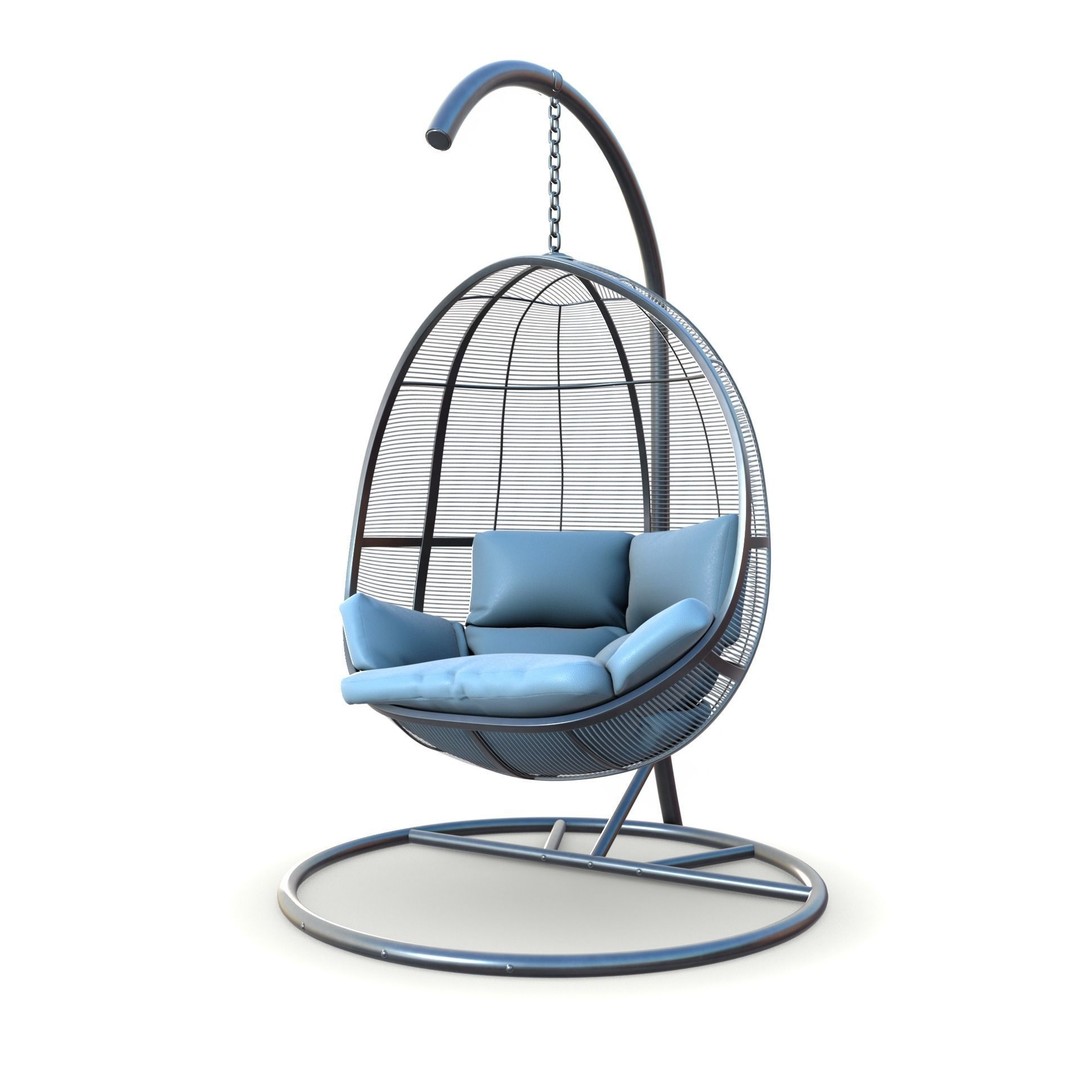 Swing Chair 3D Model – Low Poly Outdoor Furniture, FBX, Blender - View 4