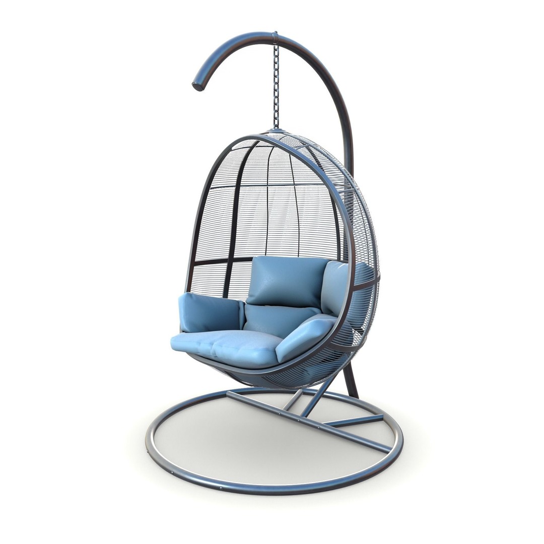 Swing Chair 3D Model – Low Poly Outdoor Furniture, FBX, Blender - View 6