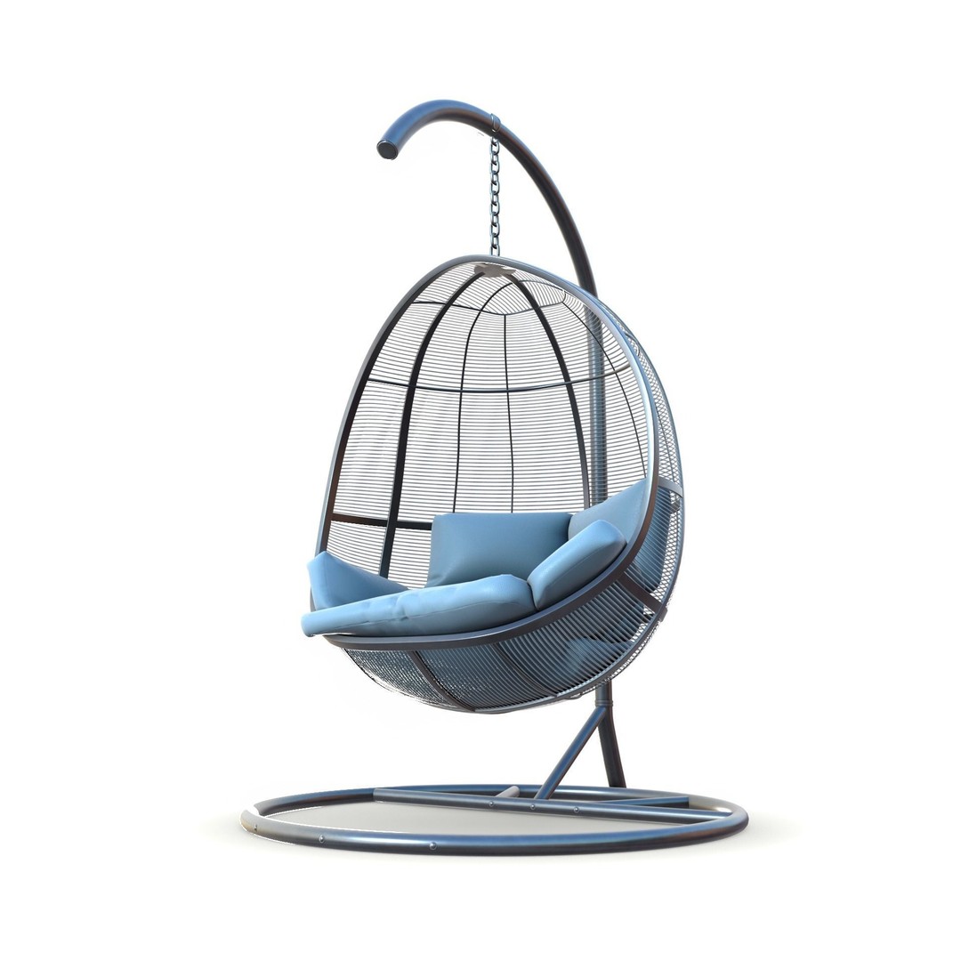Swing Chair 3D Model – Low Poly Outdoor Furniture, FBX, Blender - View 7