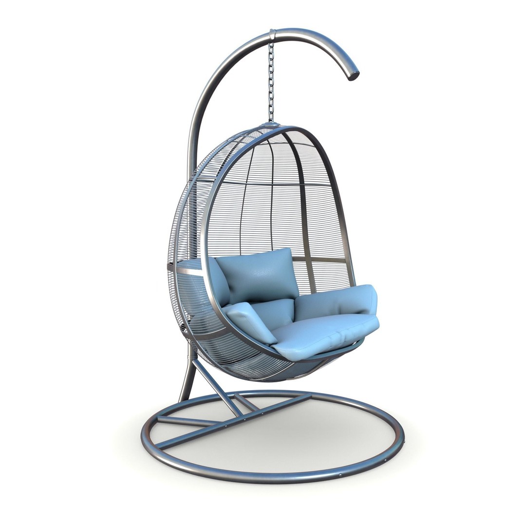 Swing Chair 3D Model – Low Poly Outdoor Furniture, FBX, Blender - View 8