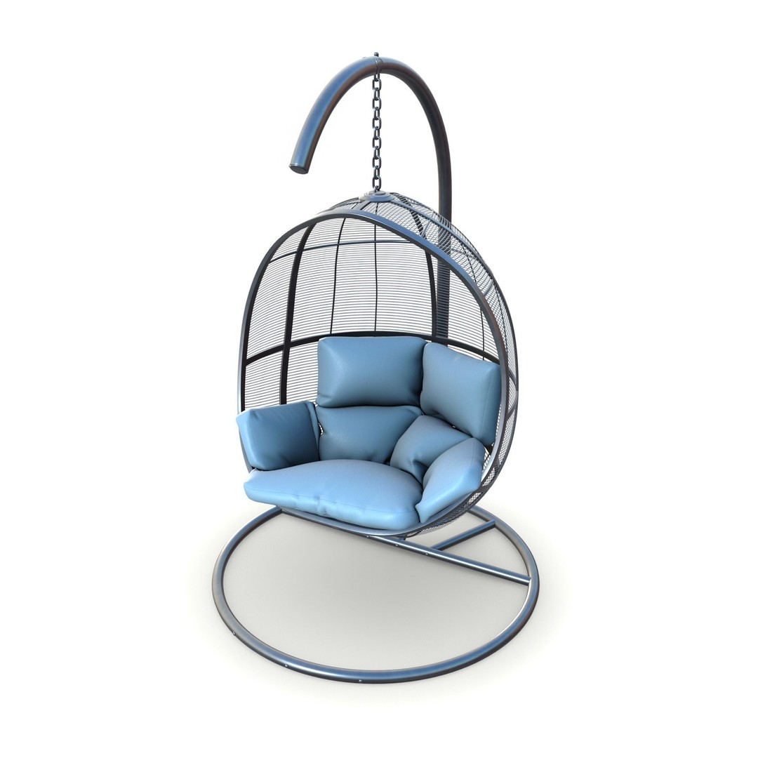 Swing Chair 3D Model – Low Poly Outdoor Furniture, FBX, Blender - View 9