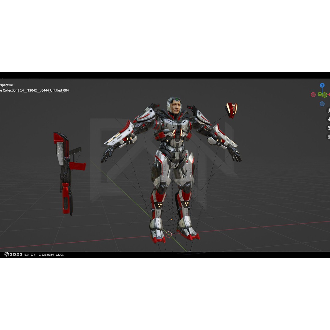 Gaius 3D Model – Semi-Rigged Mecha Character, FBX, PBR