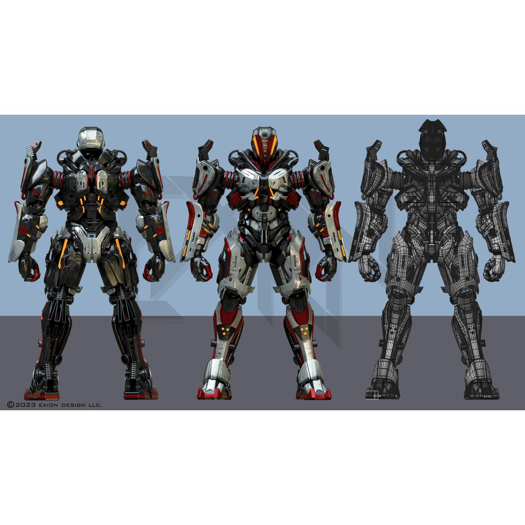 Gaius 3D Model – Semi-Rigged Mecha Character, FBX, PBR - View 12