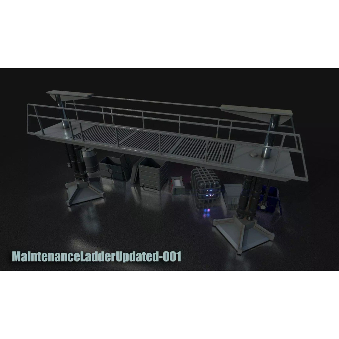 Maintenance Ladder 3D Model – Low Poly Game Asset with Crates - View 21