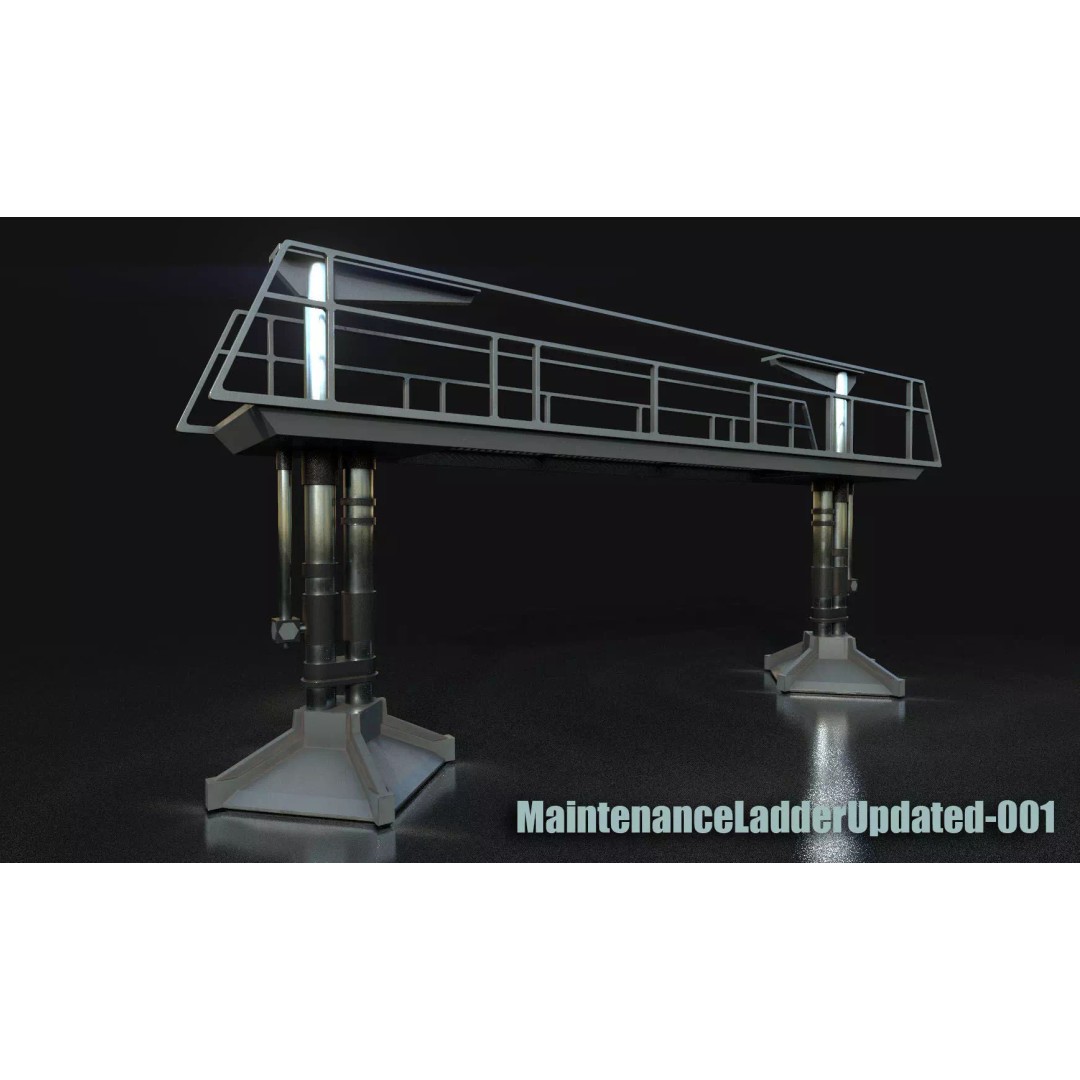 Maintenance Ladder 3D Model – Low Poly Game Asset with Crates - View 22