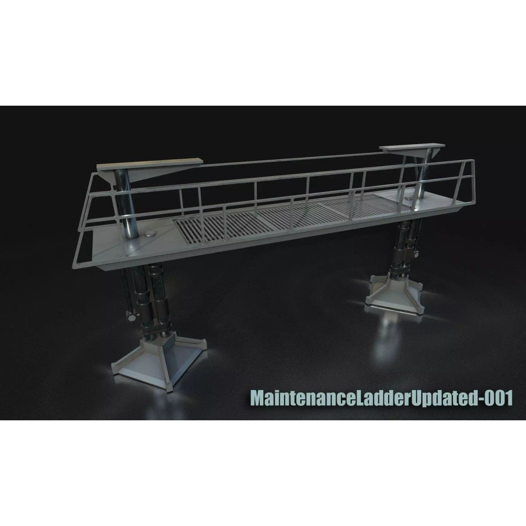 Maintenance Ladder 3D Model – Low Poly Game Asset with Crates - View 23