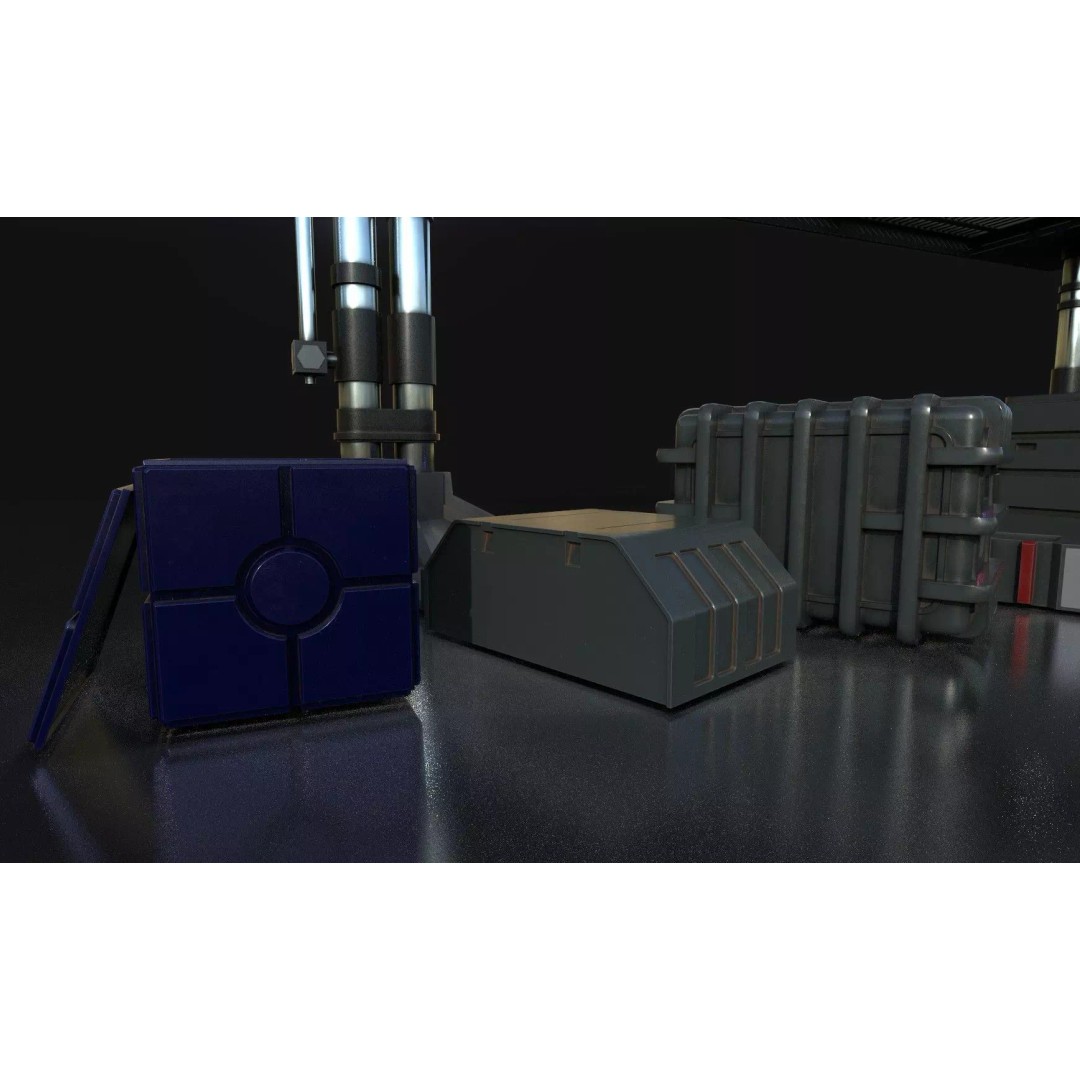 Maintenance Ladder 3D Model – Low Poly Game Asset with Crates - View 6