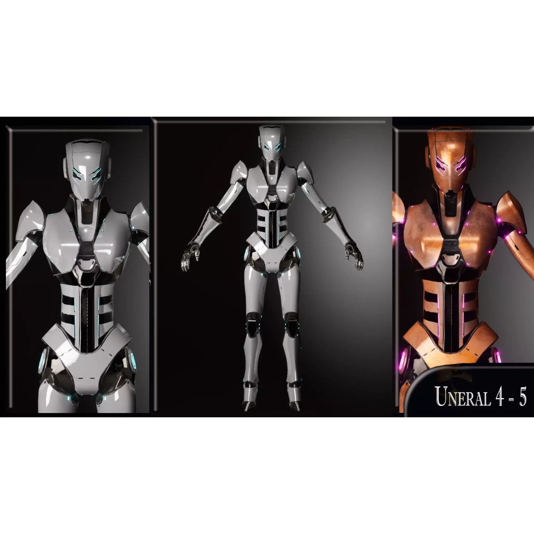 Robot 5 3D Model – Low Poly Rigged Character for Games, FBX - View 11