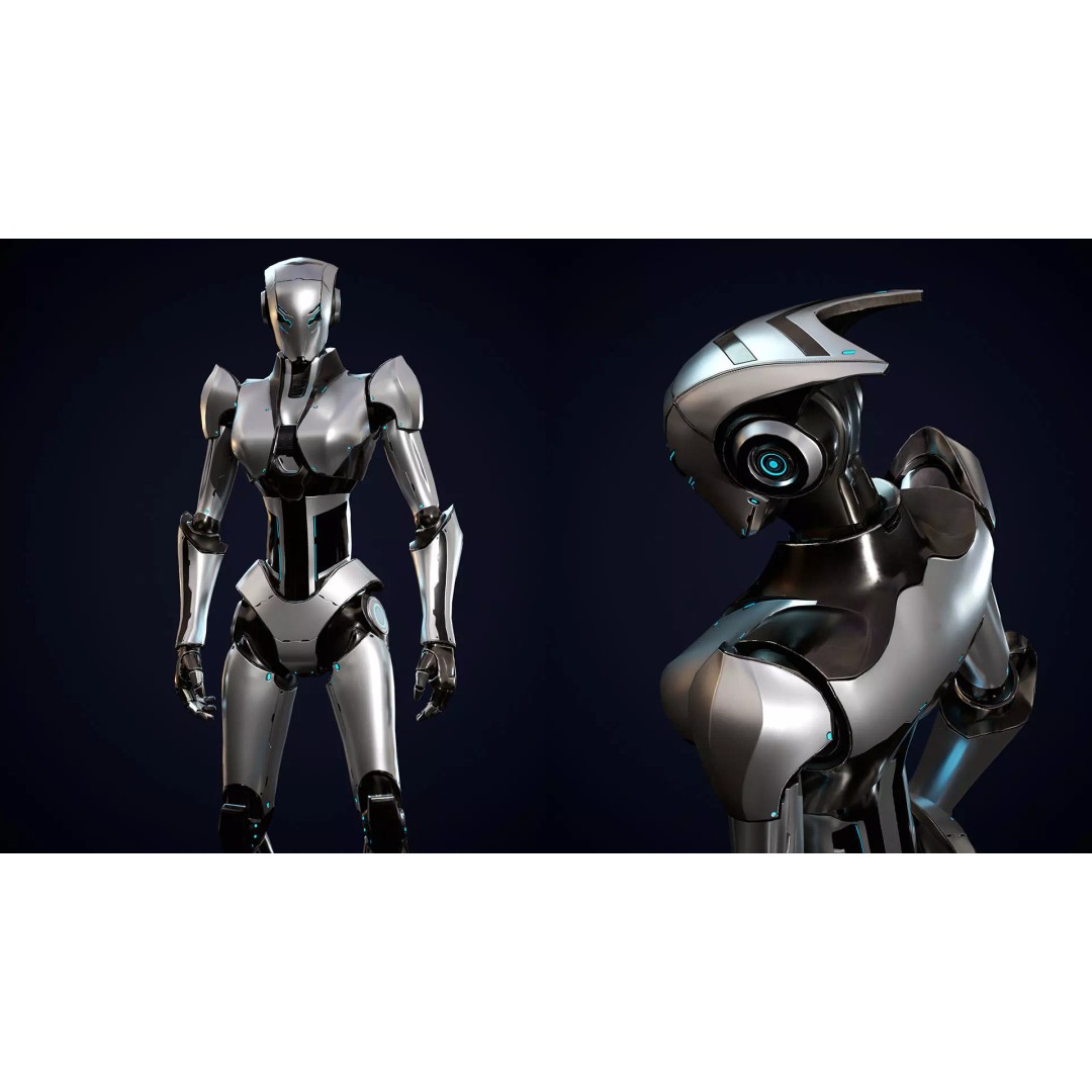 Robot 5 3D Model – Low Poly Rigged Character for Games, FBX - View 3