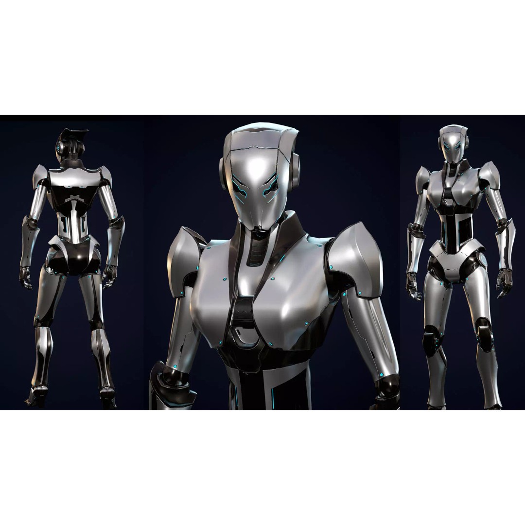 Robot 5 3D Model – Low Poly Rigged Character for Games, FBX - View 5