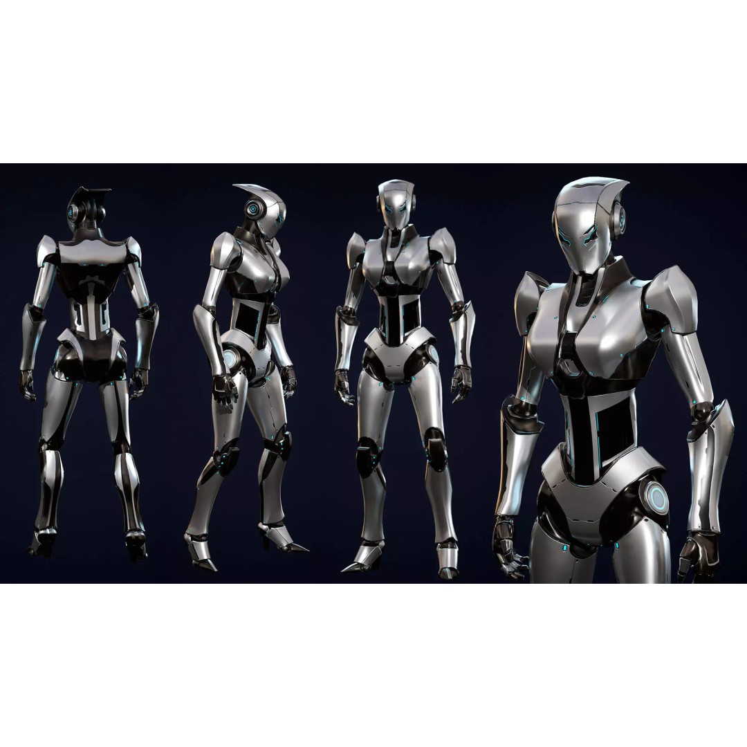 Robot 5 3D Model – Low Poly Rigged Character for Games, FBX - View 8
