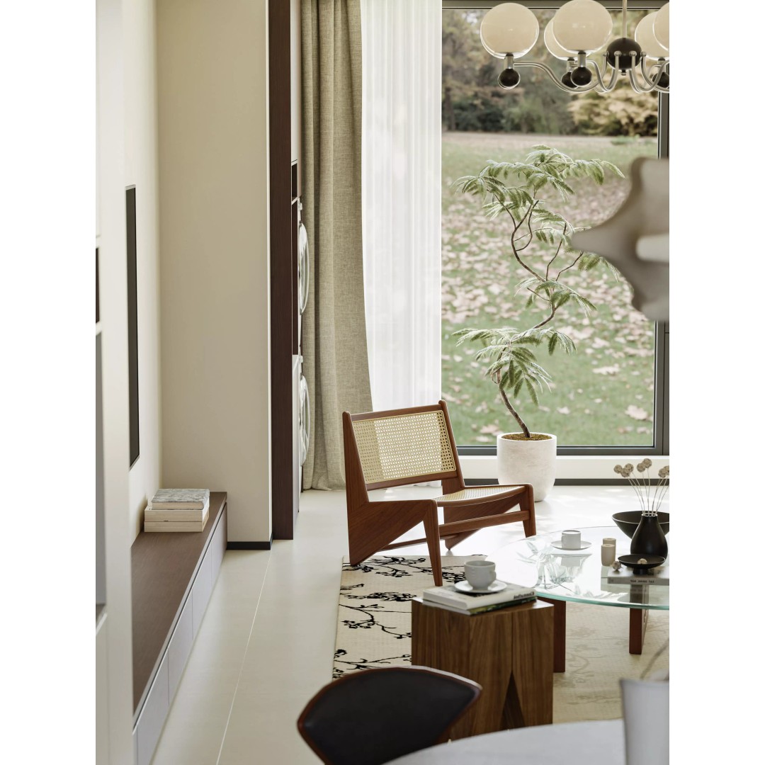 Modern Asian Living Space 3D Model – PBR Interior Design, FBX, OBJ - View 3