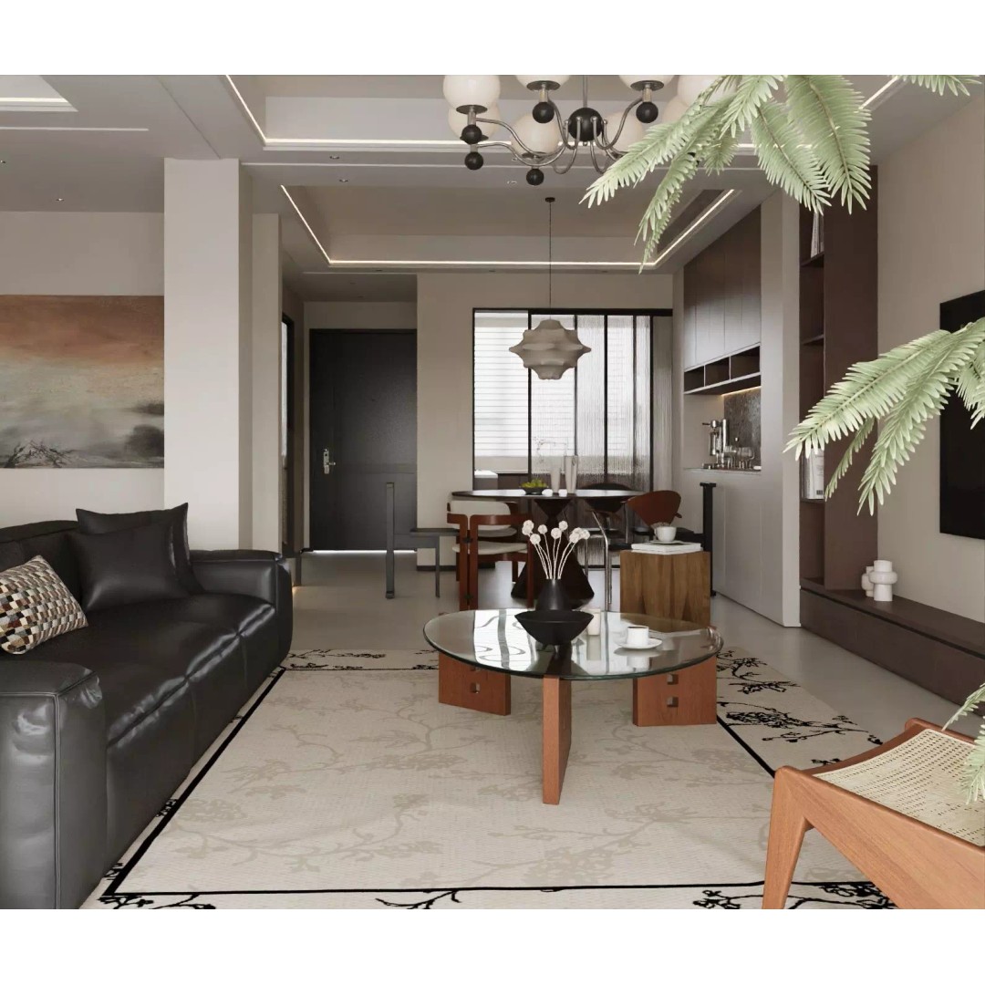 Modern Asian Living Space 3D Model – PBR Interior Design, FBX, OBJ - View 4