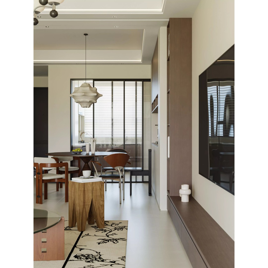 Modern Asian Living Space 3D Model – PBR Interior Design, FBX, OBJ - View 6