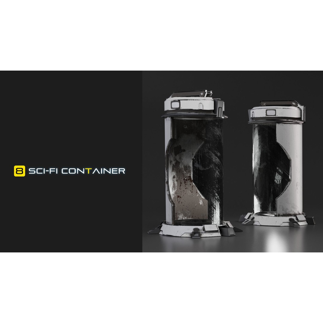 Sci-Fi Container 3D Model – Industrial Design, PBR Textures, FBX - View 3