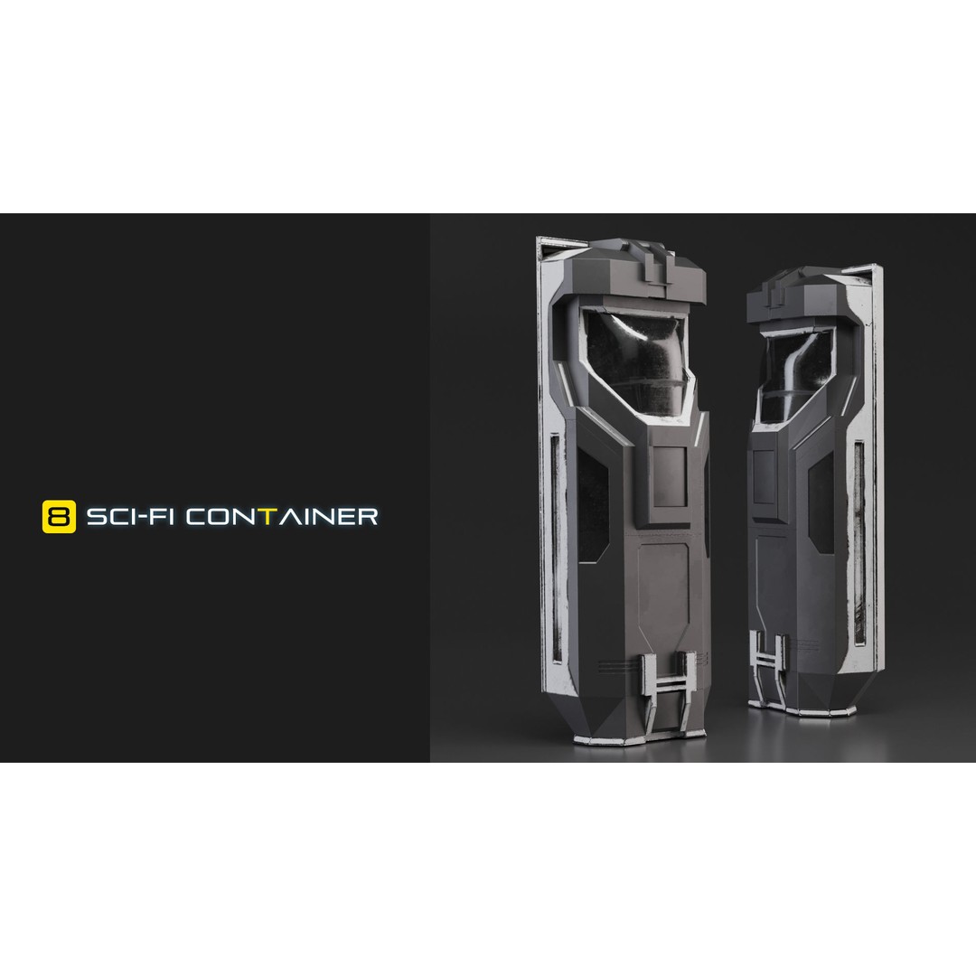Sci-Fi Container 3D Model – Industrial Design, PBR Textures, FBX - View 6