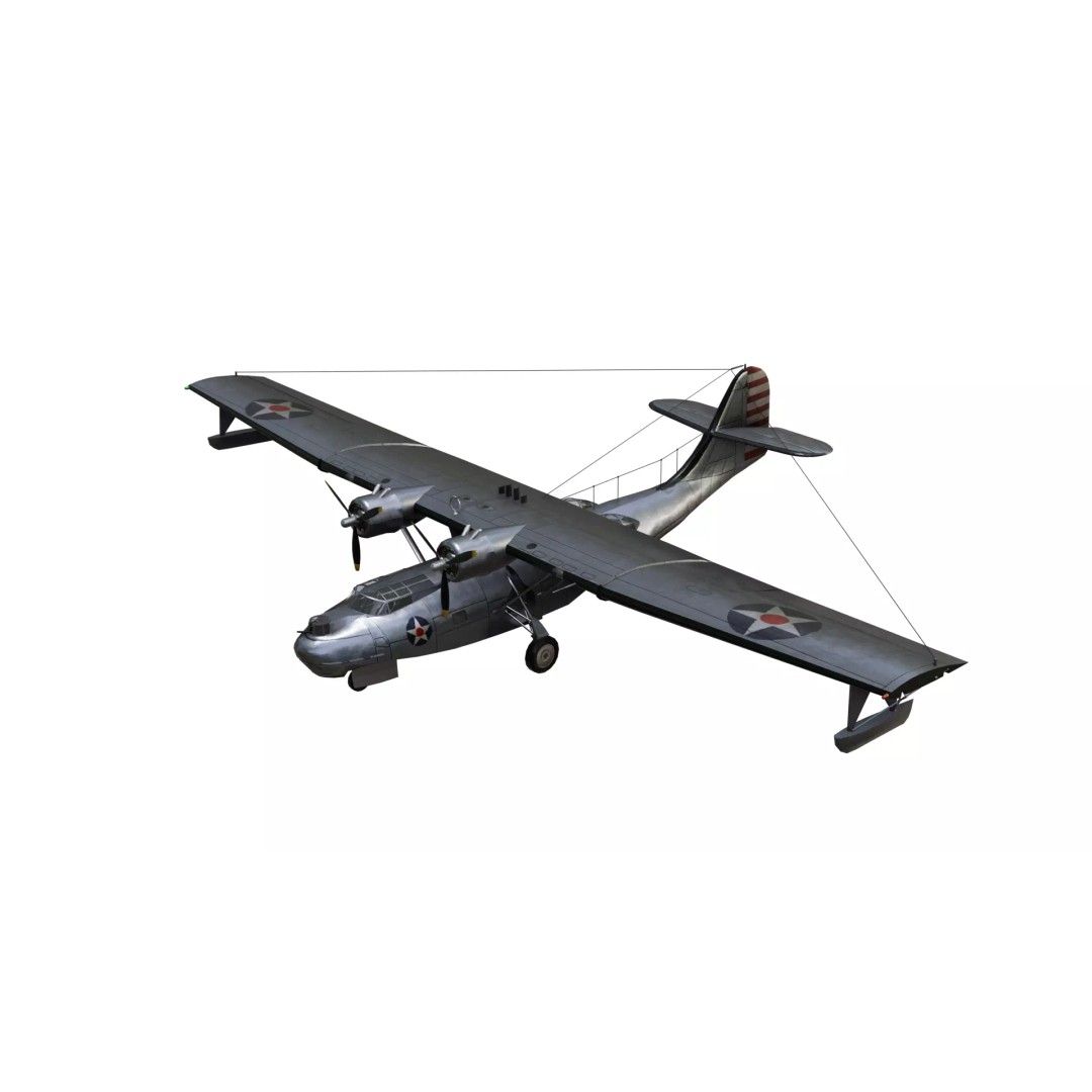 Consolidated PBY Catalina 3D Model – Low Poly Animated Aircraft, FBX - View 2