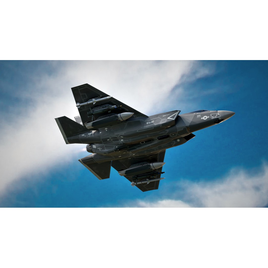 F-35C Lightning II 3D Model – Rigged Low-Poly Aircraft, Blender - View 5