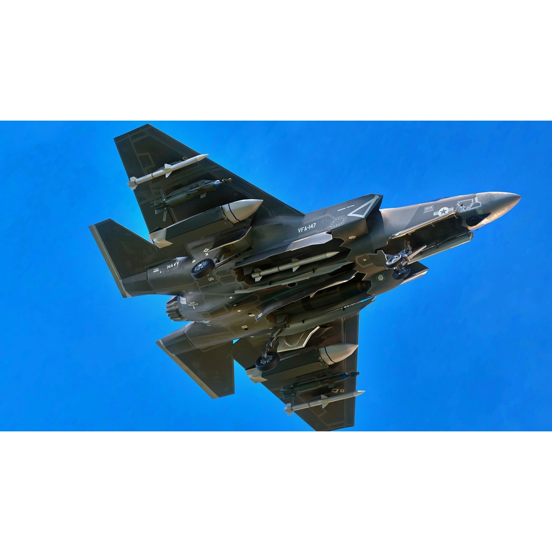 F-35C Lightning II 3D Model – Rigged Low-Poly Aircraft, Blender - View 6
