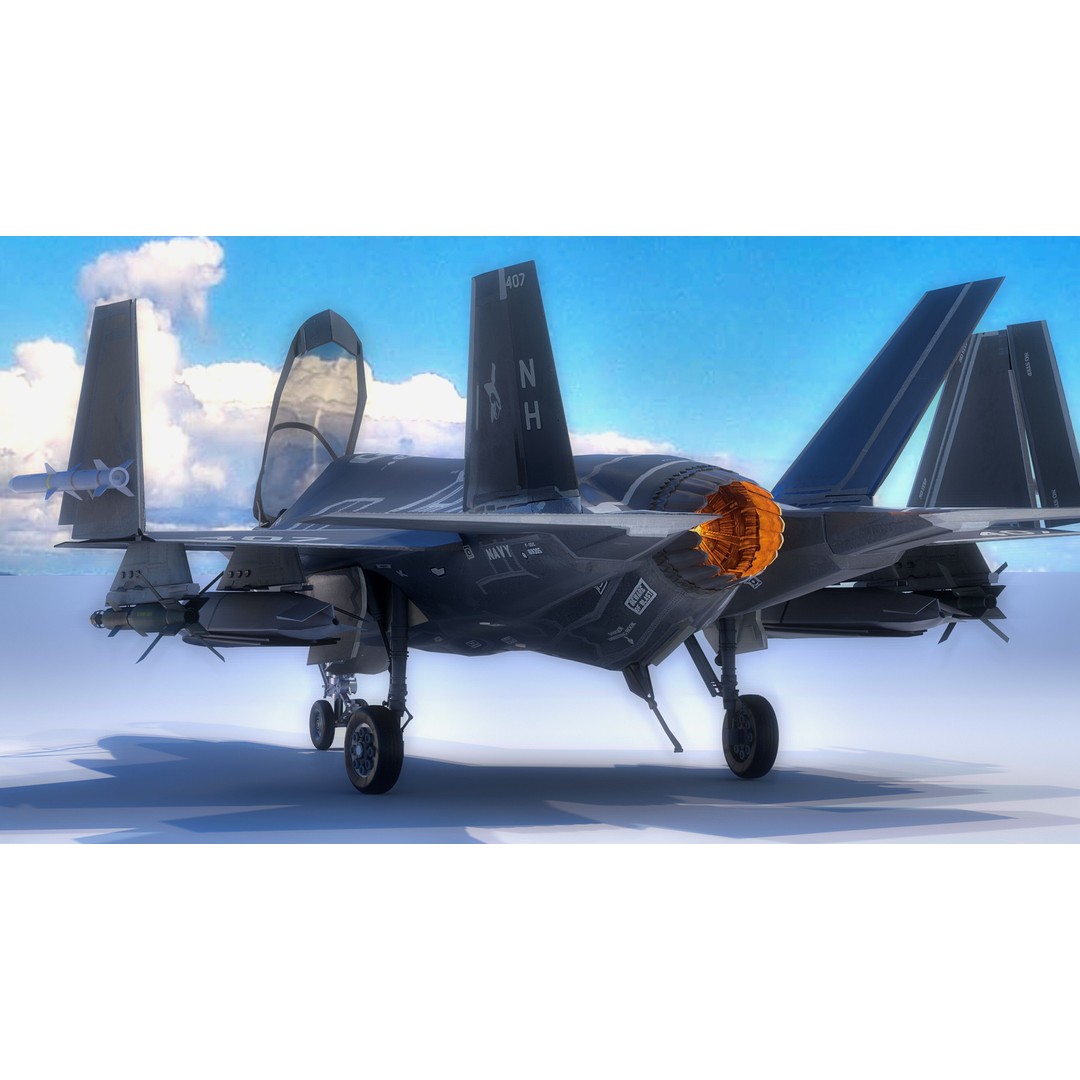 F-35C Lightning II 3D Model – Rigged Low-Poly Aircraft, Blender - View 9