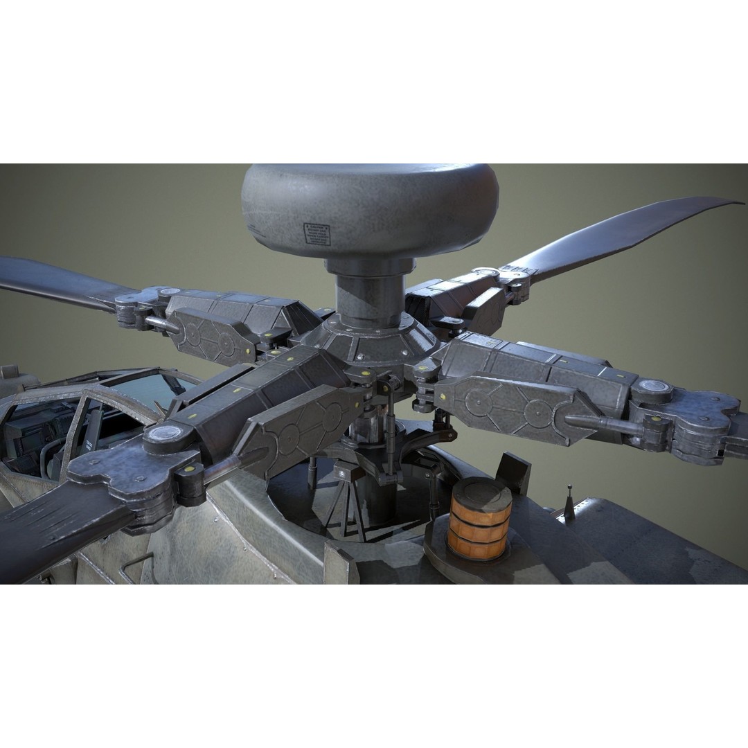 AH-64D Apache Longbow Helicopter 3D Model – Low Poly PBR Asset, FBX - View 10