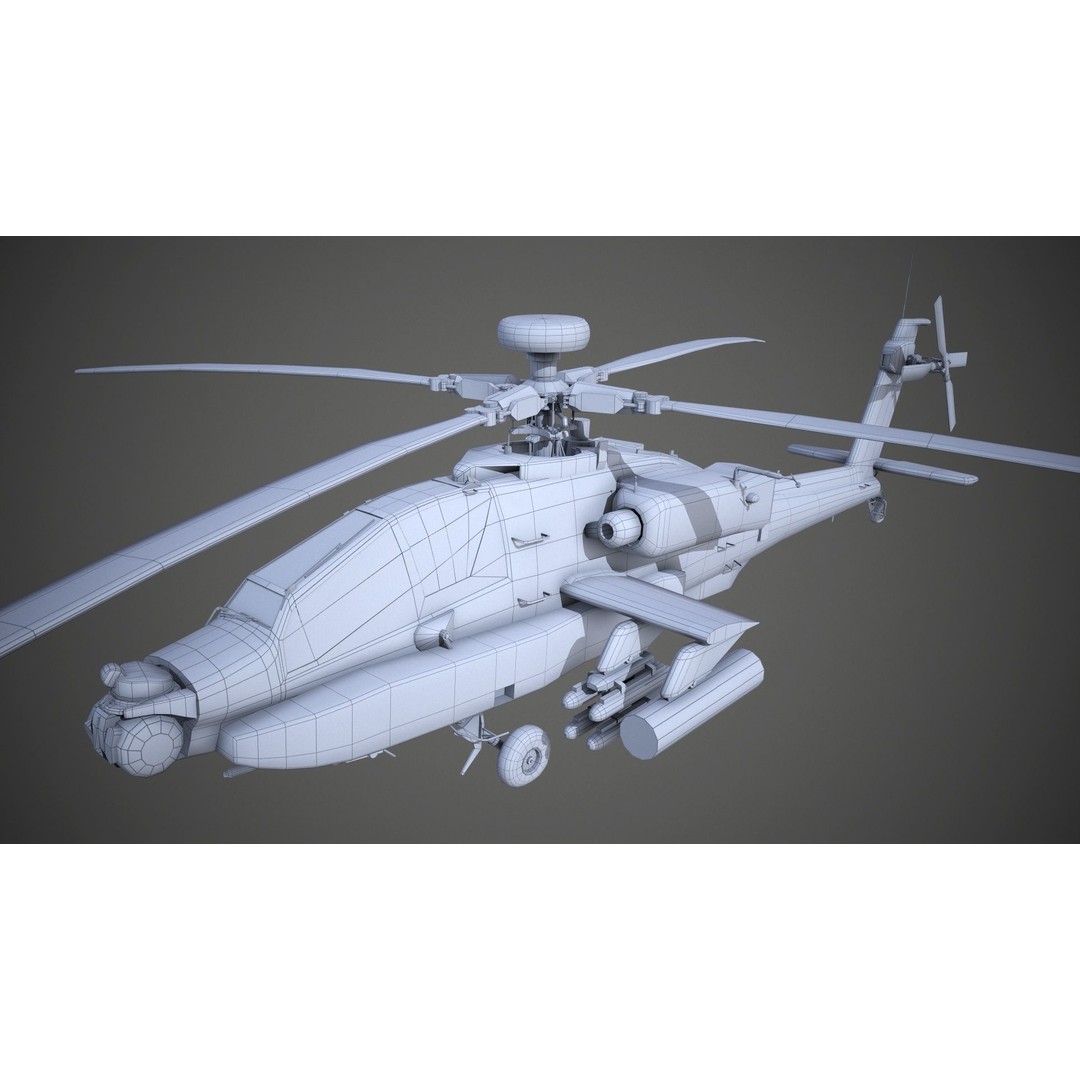 AH-64D Apache Longbow Helicopter 3D Model – Low Poly PBR Asset, FBX - View 16