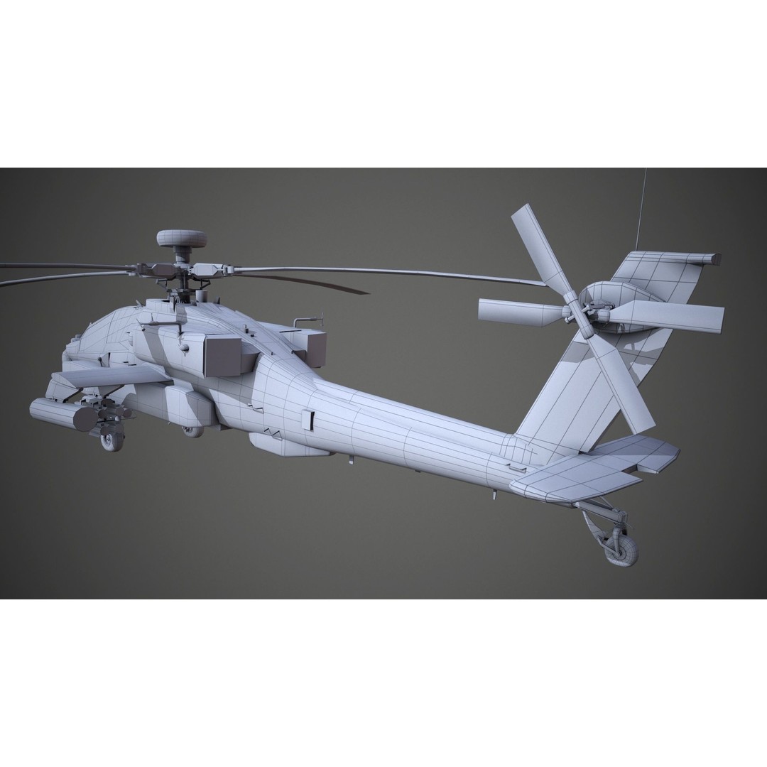 AH-64D Apache Longbow Helicopter 3D Model – Low Poly PBR Asset, FBX - View 17