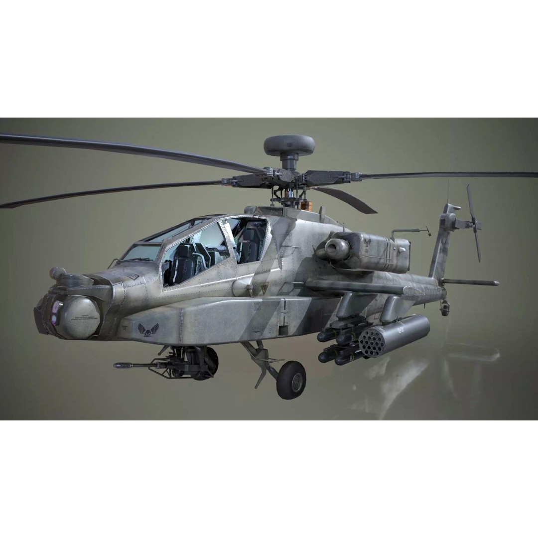 AH-64D Apache Longbow Helicopter 3D Model – Low Poly PBR Asset, FBX - View 2