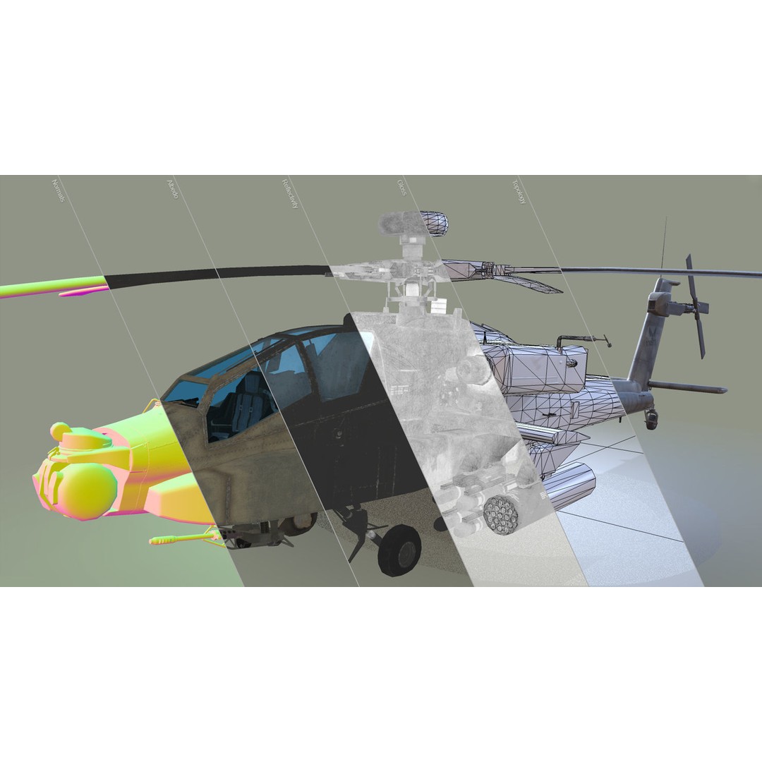 AH-64D Apache Longbow Helicopter 3D Model – Low Poly PBR Asset, FBX - View 20