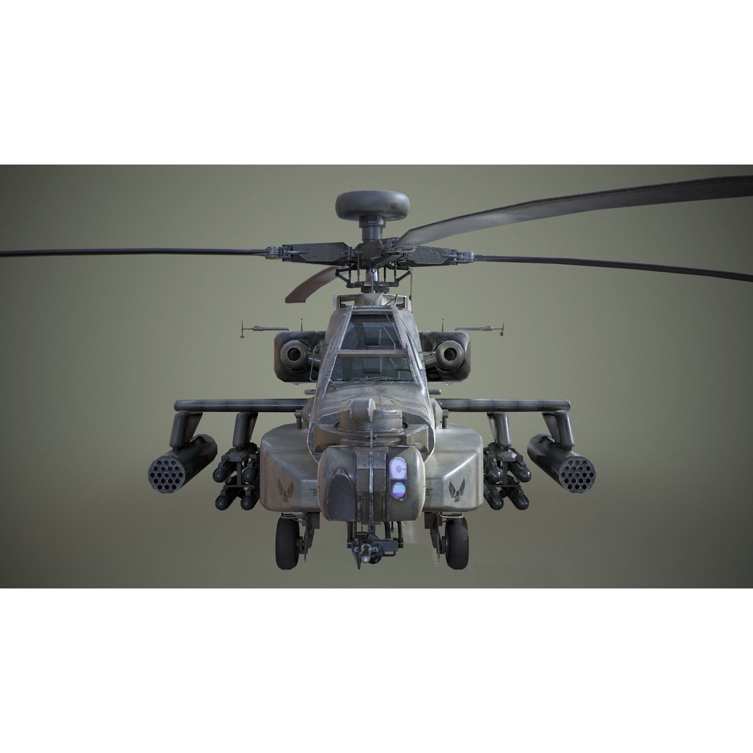 AH-64D Apache Longbow Helicopter 3D Model – Low Poly PBR Asset, FBX - View 4