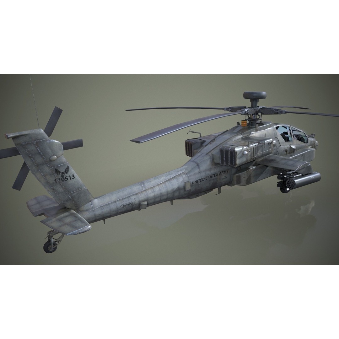 AH-64D Apache Longbow Helicopter 3D Model – Low Poly PBR Asset, FBX - View 5
