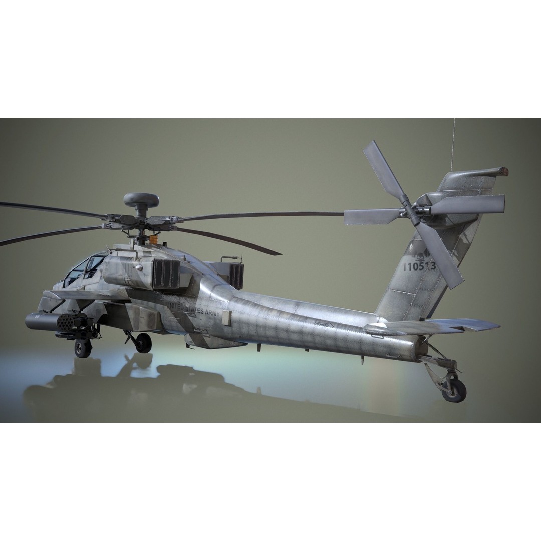 AH-64D Apache Longbow Helicopter 3D Model – Low Poly PBR Asset, FBX - View 6