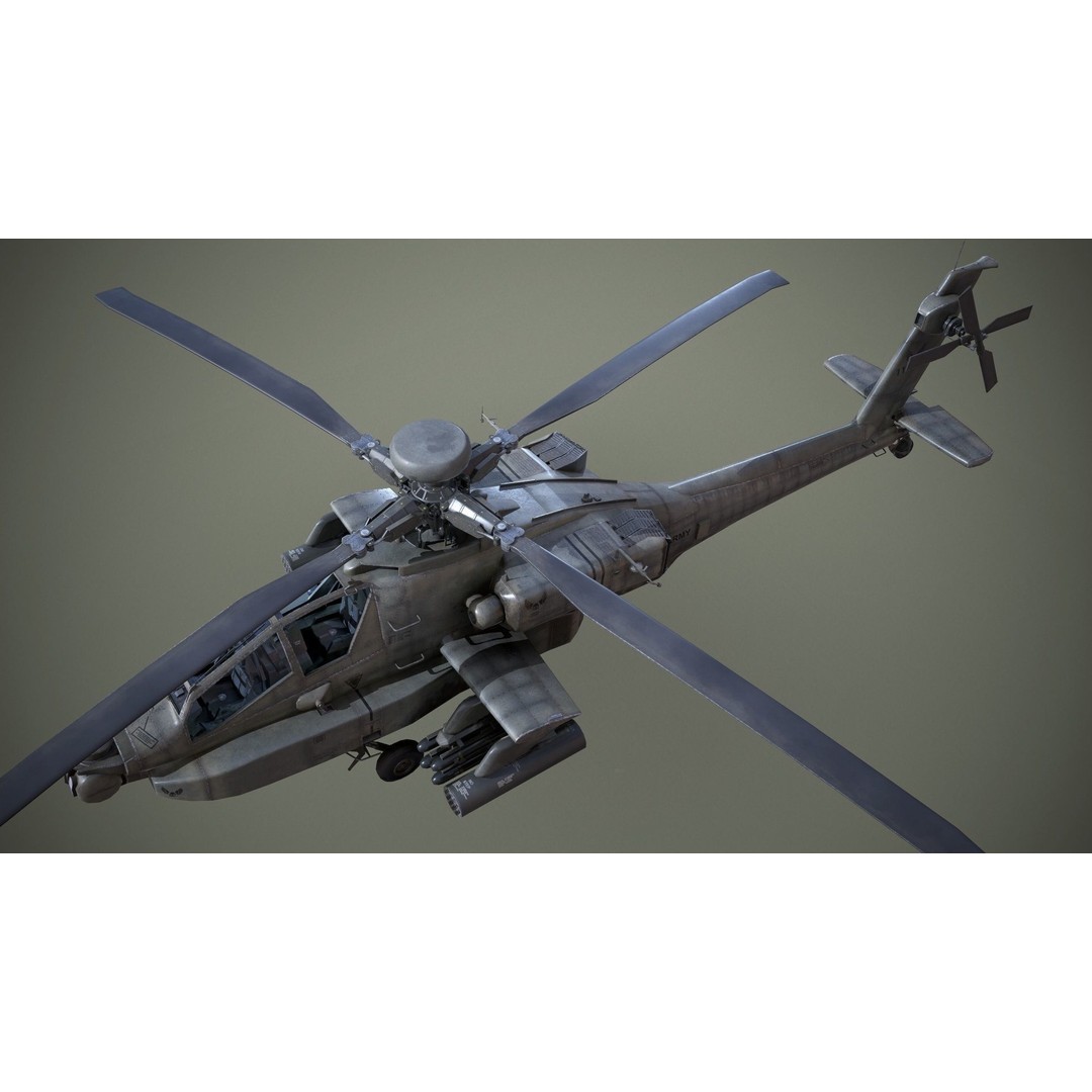 AH-64D Apache Longbow Helicopter 3D Model – Low Poly PBR Asset, FBX - View 7