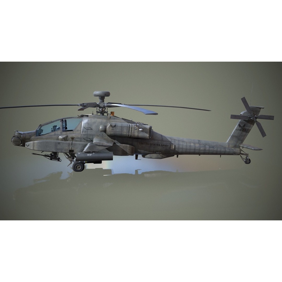 AH-64D Apache Longbow Helicopter 3D Model – Low Poly PBR Asset, FBX - View 8
