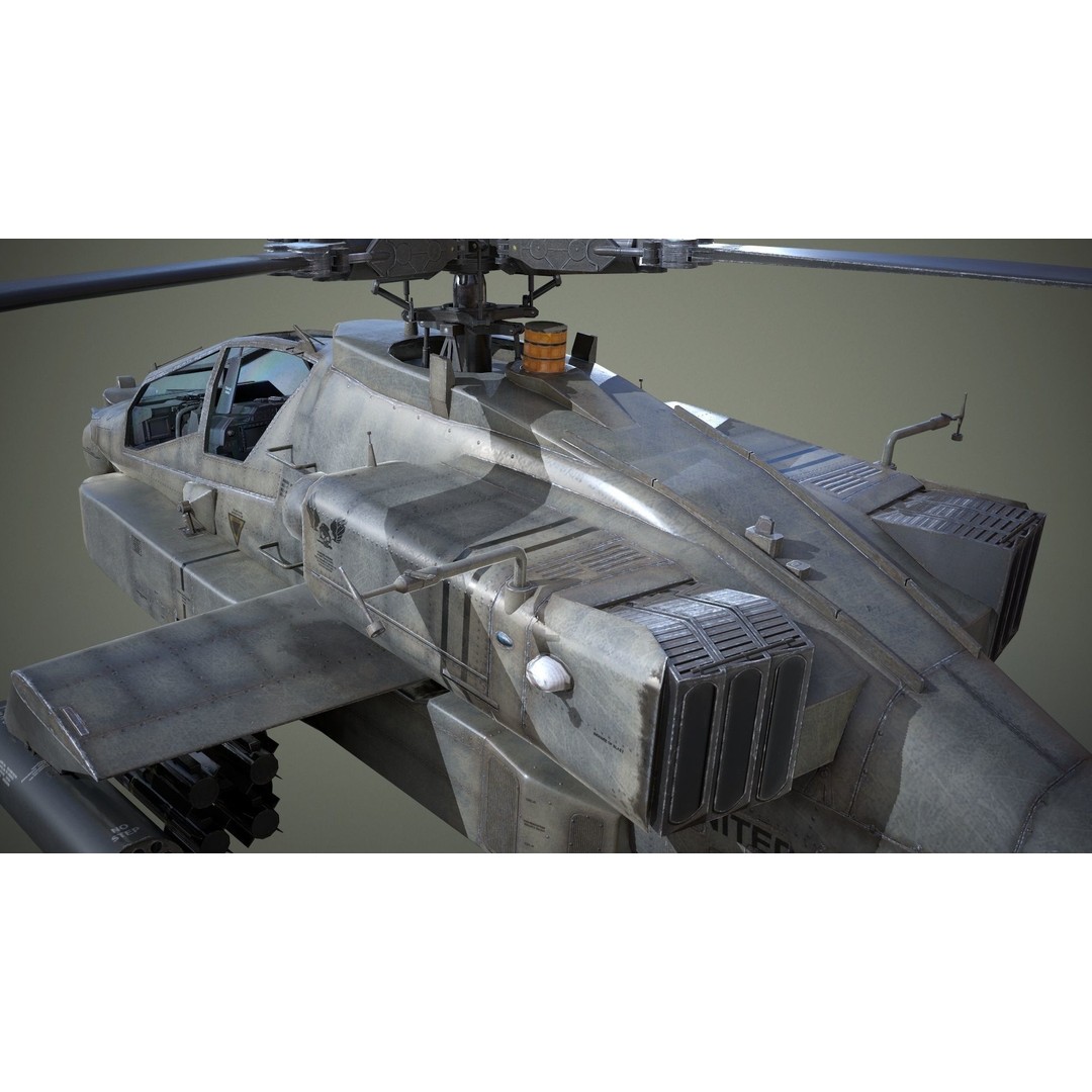 AH-64D Apache Longbow Helicopter 3D Model – Low Poly PBR Asset, FBX - View 9