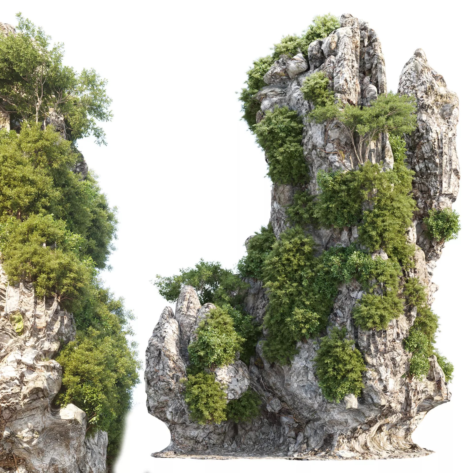 Karst Cliff with Vegetation - High-Detail 3D Model - View 2