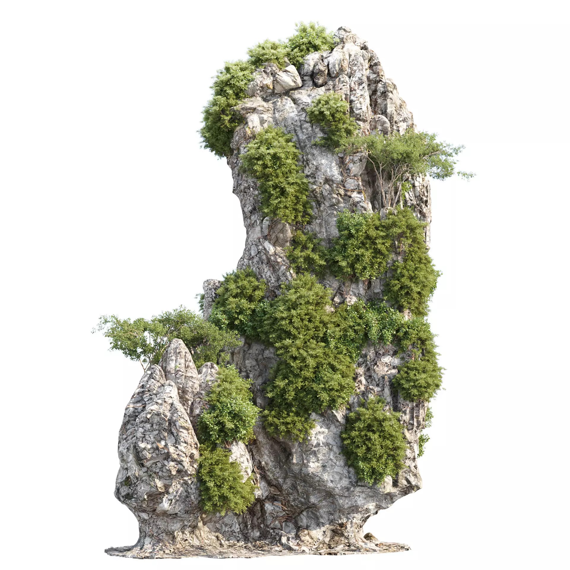 Karst Cliff with Vegetation - High-Detail 3D Model - View 3
