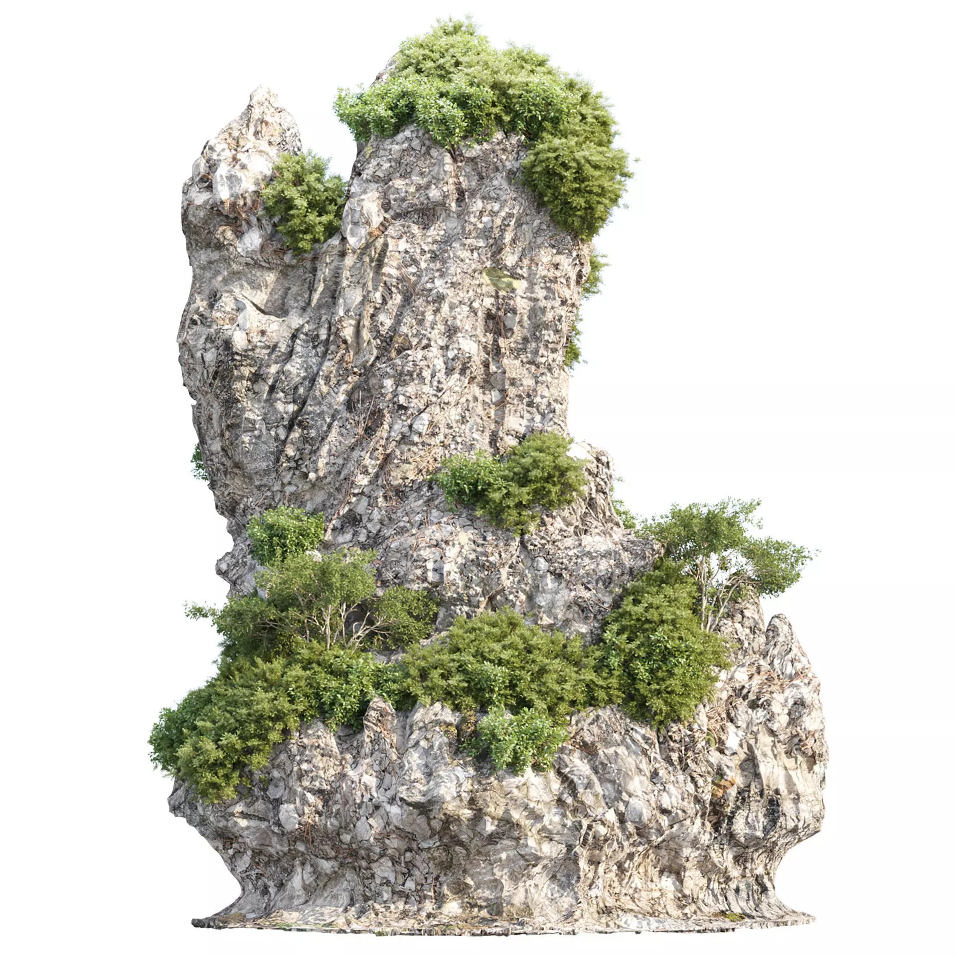 Karst Cliff with Vegetation - High-Detail 3D Model - View 4