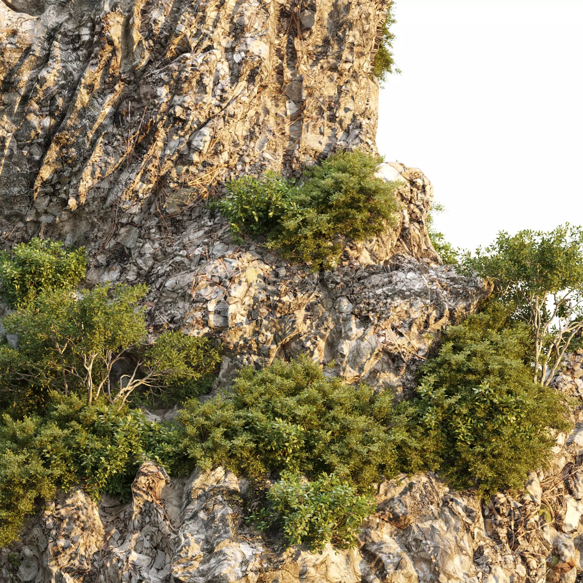 Karst Cliff with Vegetation - High-Detail 3D Model - View 5