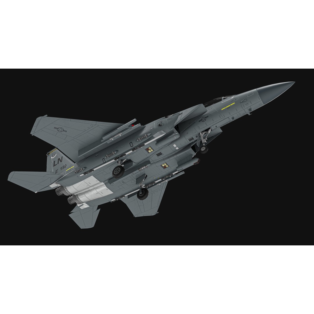 F-15E Strike Eagle 3D Model – Low Poly Military Aircraft, FBX, OBJ - View 10