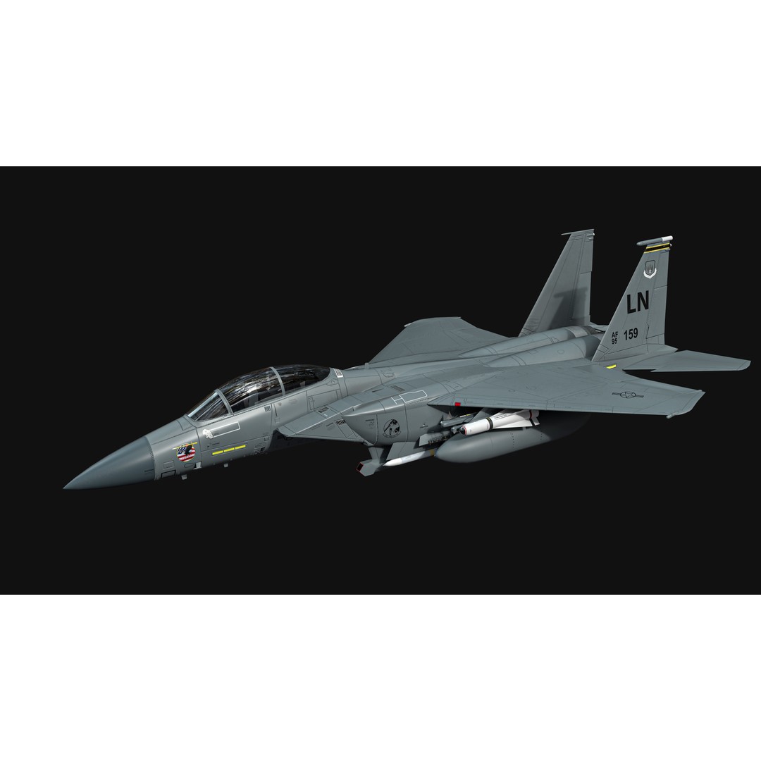 F-15E Strike Eagle 3D Model – Low Poly Military Aircraft, FBX, OBJ - View 12
