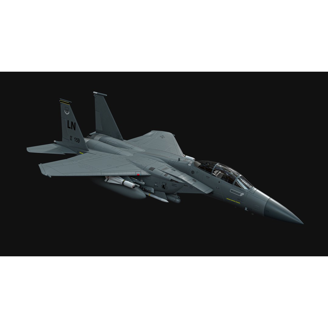 F-15E Strike Eagle 3D Model – Low Poly Military Aircraft, FBX, OBJ - View 13