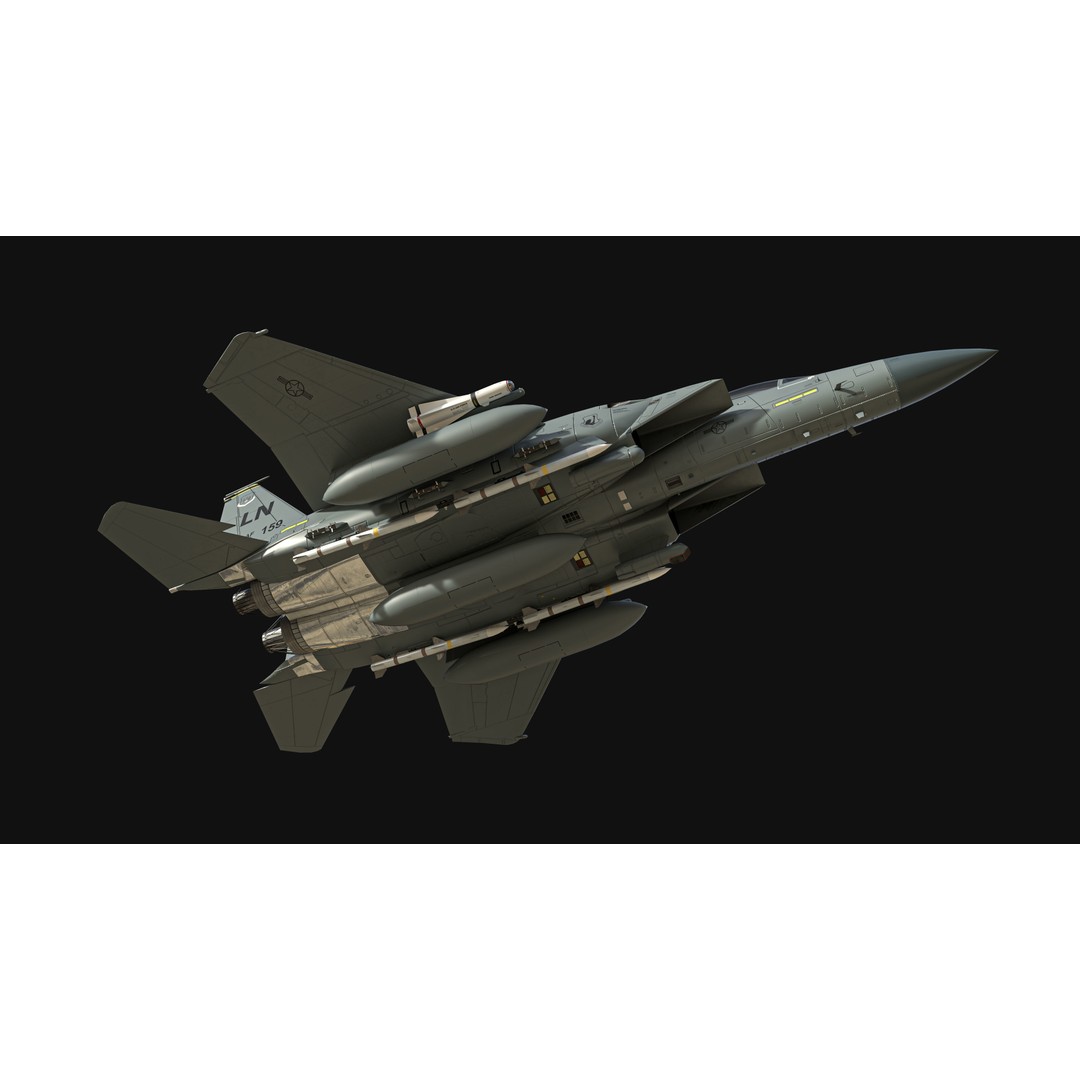 F-15E Strike Eagle 3D Model – Low Poly Military Aircraft, FBX, OBJ - View 14